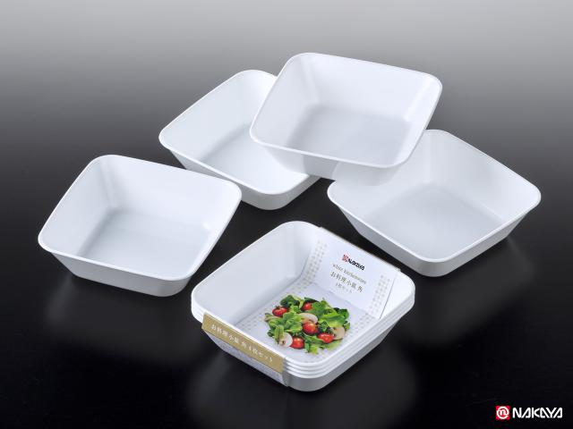 お料理小皿角４Ｐ ホワイト（4個組）  108個セット ナカヤ化学産業（JAN:4955959123125）送料無料
